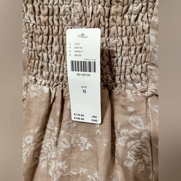 NEW NWT Anthropologie Corset Seamed Mini Cotton Linen Beige Flower Floral Dress - Picture 12 of 12